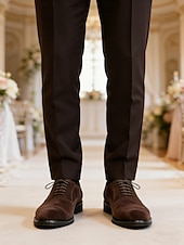 baratos Sapatos Oxford-sapatos oxford masculinos de camurça marrom – sapatos sociais clássicos com cadarço para ocasiões formais e de negócios, calçados confortáveis e elegantes