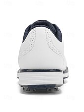 baratos Sapatos de Golfe Masculinos-Sapatos de golfe masculinos brancos, construção leve e respirável, sola com aderência estável, estilo esportivo e elegante para campos de golfe e atividades ao ar livre.