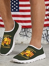  250-летний юбилей США Мужские патриотические графические кроссовки - легкие дышащие повседневные слип-оны обувь с принтом американского флага для парадов путешествий уличной моды и повседневной носки