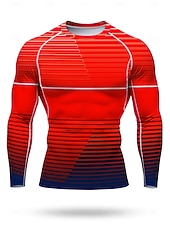 Недорогие Футболки и майки для бега-Муж. Футболка для бега Спортивная рубашка Фитнес-рубашка Рубашка тренировки Беговой верх Длинный рукав Футболка Футболка Лето Весна Осень Зима Геометрический принт UPF 50 Устойчивость к УФ УПФ 50