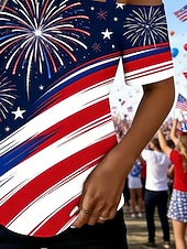 cheap Independence Day Top-American Independence Day Women's T Shirt Tee Top Print Graphic American Flag Fashion Classic Casual Short Sleeve One Shoulder Regular Tops Daily Going out Weekend Blue Summer Spring