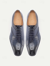 baratos Sapatos Oxford-Sapatos derby masculinos em couro azul com estampa de crocodilo – design luxuoso com fivela e acabamento premium, ideais para ocasiões formais, casamentos e uso no escritório.