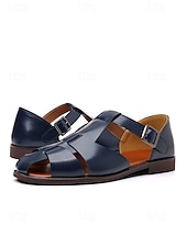 economico sandali-sandali da uomo in similpelle marrone con cinturini, design aperto traspirante, suola leggera e comoda, stile rilassato per matrimoni in spiaggia e occasioni estive
