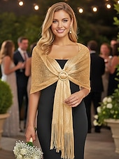 abordables Mariage ACC-Écharpe en polyester pour femme, ornée de boutons en acrylique, disponible en plusieurs couleurs, idéale pour les mariages et les soirées.