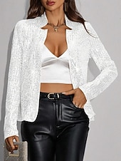 Χαμηλού Κόστους casual μπουφάν-Γυναικεία Μπλέιζερ Casual Jacket Άνετο Κουρελού Πούλιες Μοντέρνα Καθημερινό Συμπαγές Χρώμα Causal Πάρτι Καθημερινά Ρούχα Εξόδου Κοντό Όρθιος Γιακάς Κανονικό Μακρυμάνικο Εξωτερικά ενδύματα