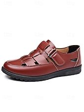cheap Sandals-Men's Brown Faux Leather Sandals, Open Toe, Casual Wedding Shoes, Comfortable and Stylish Summer Wear