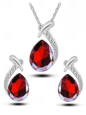 Недорогие Свадьба ACC-Женский ювелирный набор из сплава и циркона – элегантное колье и серьги в форме капли, доступны в нескольких цветах, идеально подходят для свадеб и вечерних мероприятий.