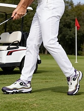 cheap Men's Golf Shoes-Men's Red and White Golf Shoes with Shock Absorption, Comfortable Footwear for Golf &amp; Active Lifestyles