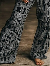 economico Fondamenti Falsi Essenziali-Per donna Gamba larga Pantaloni Estivi Pantaloni Vacanza Streetwear Casual Lunghezza intera Vita media Grafico Geometrico Coulisse Tasca Stampa Confortevole Inelastico Casuale Quotidiano All'aperto