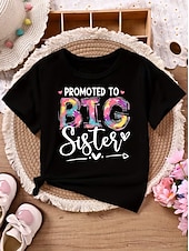 cheap Girl's 3D Playful Humor-Girls' 3D Graphic Letter T shirt Tee Short Sleeve 3D Print Summer Spring Sports Fashion Streetwear Kids 4-12 Years Crew Neck Casual Daily Outdoor Regular Fit