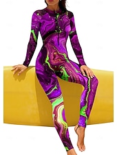 abordables Rash Guards de Una Pieza-Mujer Regular Camiseta Protección Solar Surf Camiseta de protección solar de cuerpo completo Traje de baño Degradado Abstracto Mármol con sujetador incorporado Cremallera delantera Protección solar