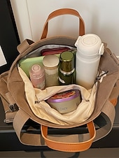abordables Bolsos de mano y tote-Bolso grande de lona de poliéster para mujer con correa de hombro ajustable, bolso bandolera versátil en varios colores, bolso informal diario para viajes, trabajo y compras.