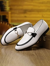 cheap Loafers-Men's White Slip-On Shoes – Elegant and Modern Design for Weddings and Formal Occasions
