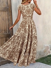 economico Abito Boho da Vacanza-Per donna Abito lungo maxi Abito Lungo Maxi Abito Abito da Spiaggia Abito Floreale Abito Boho Elegante Moda Moderno Quotidiano All'aperto Vacanza Vestibilità regolare Floreale Manica Corta Scollo a V