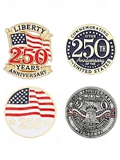  סט סיכות דש פטריוטיות לגברים, חבילה של 4 תגי אמייל מסגסוגת, עיצובים לדגל אמריקאי ולציון יום השנה ה-250 לארה"ב לציון יום השנה ה-250, יום העצמאות, מצעדים ואירועים רשמיים