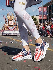  Adidași pentru femei cu imprimație de steag și vultur american cu ocazia aniversării de 250 de ani a Statelor Unite design cu artificii încălțăminte casual patriotică pentru Ziua Independenței parade