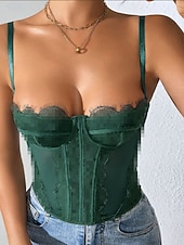 economico Corsetti-Per donna Intimo Modellante Sexy Dolce Colore Puro Pizzo Vacanza Streetwear Data Senza Maniche Spalline Blu Nero Bianco Viola Marrone Estate Primavera Vestibilità aderente