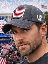 billige Tilbehør-United States 250th Anniversary Menns Brodert USA Baseball Cap Justerbar Caps i bomull Flerfarget Patriotisk Flaggbdesign USA Uavhengighetsdag Festivaler og Hverdagscasual