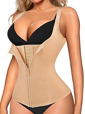 ieftine Corset pentru modelarea taliei-Pentru femei Îmbrăcăminte modelare corporală Activ Dulce Culoare pură Fermoar Zilnic Vacanță Stradă Fără manșon În U Negru Alb Mov Maro Bej Vară Primăvară Zvelt