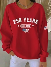 economico Magliette Giorno dell’Indipendenza-Giorno dell'Indipendenza Anniversario Americano Patriottico Maglione Pullover Testurizzato per Donna Maglione Grafico Lettera Casual Maniche Lunghe Collo Crew Casual Casa Strada Blu Nero Bianco Rosso