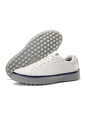 cheap Men's Golf Shoes-Men's White Golf Shoes, Lightweight Breathable Upper, Cushioned Grip Sole, Clean Sport Style for Golfers &amp; Outdoor Play