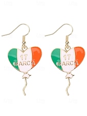 billiga Tillbehör-Damörhängen i legering med hängen till fest, St. Patrick's Day-motiv, flermönster med shamrock och pyssling, roliga festliga irländska smycken för högtidsfester, parader och festkläder