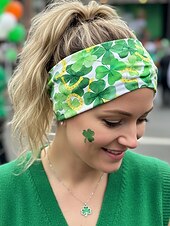 billiga Tillbehör-Damhårband med polyestertryck, flermönster med shamrockmönster för St. Patricks dag, stretchig och andningsbar festivalstil för högtidsfiranden, parader och vardagskläder