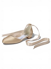 baratos Dama de honra-Sapatilhas femininas multicoloridas de cetim com amarração no tornozelo, elegantes sapatos de bico fino para damas de honra em casamentos ao ar livre no gramado.