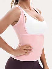 baratos Modelador de cintura-Mulheres Cintas Ativo Doce Retalhos Patchwork Férias Rua Para Noite Sem Manga Prata Rosa Azul Marinha Verão Primavera Moderno