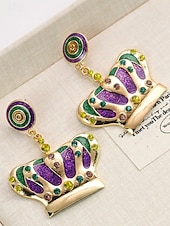 levne Příslušenství-Dámské náušnice s motivem Mardi Gras – materiál slitina, k dispozici v různých designech, ideální pro oslavy a festivaly Mardi Gras