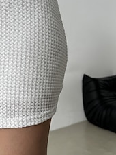 Χαμηλού Κόστους Φορέματα Αποφοίτησης-Γυναικεία Μίνι φόρεμα Λευκό φόρεμα Φόρεμα αποφοίτησης Φόρεμα Bodycon Κομψό Μοντέρνα Μανίκι Flare Cuff ΕΞΩΤΕΡΙΚΟΥ ΧΩΡΟΥ Διακοπές Εξόδου Κανονικό Σκέτο Μακρυμάνικο Στρογγυλή Ψηλή Λαιμόκοψη Μαύρο Λευκό