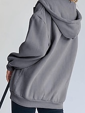 Недорогие Толстовки и Кофты-Женская объемная толстовка на молнии с длинными рукавами, повседневная толстовка с капюшоном и карманами для повседневной носки, несколько цветов.