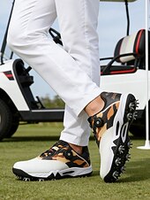 ieftine Încălțăminte de golf pentru bărbați-Adidași de golf pentru bărbați, albi și verzi, cu talpă cu crampoane, confortabili și rezistenți, perfecți pentru terenuri de golf și ieșiri active