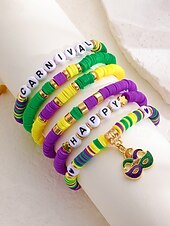 お買い得  アクセサリー-女性用アクリルブレスレットセット、マルチパターンデザイン、マルディグラテーマ、カーニバルやお祭りに最適
