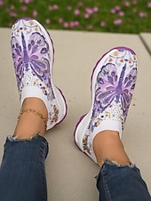 olcso Női tornacipők-női élénk színű, pillangómintás, bebújós tornacipő légpárnával - lélegző kötött sétacipő könnyű testmozgáshoz és hétköznapi kirándulásokhoz