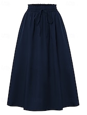 ieftine Fuste casual-Pentru femei Elegant Modă Casual Maxi Talie Medie Fuste Simplu Zdrobit Cordon Micro-elastic Zilnic Stradă Roșu Vin Bleumarin Negru Roz Vară