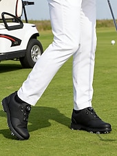 baratos Sapatos de Golfe Masculinos-Sapatos de golfe masculinos brancos, construção leve e respirável, sola com aderência estável, estilo esportivo e elegante para campos de golfe e atividades ao ar livre.