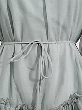 cheap Casual / Daytime Wedding-A-Line Knee Length Prom Dress Wedding Guest Dress Wedding Guest Dresses Elegant Daily Long Sleeve Crew Neck Prom Garden Party with Ruffles