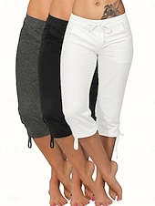 Χαμηλού Κόστους Απλό κολάν-Γυναικεία Κάπρι παντελόνια κινέζικα Κολάν Κομψό στυλ street Καθημερινό Μήκος μοσχάρι Μεσαία Μέση Σκέτο Κορδόνι Τσέπη Άνετα Άνεση Ελαστικό Καθημερινά ΕΞΩΤΕΡΙΚΟΥ ΧΩΡΟΥ Διακοπές