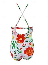 abordables Bañadores de una pieza-Mujer Bañadores Una pieza Monokini Traje de baño Control de barriga Alta cintura Delgado Espalda al Aire Vacaciones Ropa de playa Floral Escote en Pico Sin Mangas Trajes de baño