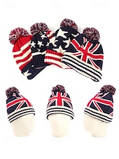  Yhdysvallat 250-vuotisjuhlan unisex patrioottinen neulottu pipo pom-pomilla tähtien ja viivojen Amerikan lipun muotoilu pehmeä talvinen neulottu hattu rento festivaalityyli