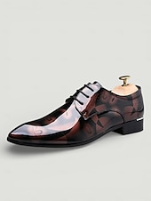 economico Scarpe Derby-scarpe eleganti oxford da uomo in vernice - rosse e nere, ideali per eventi formali e feste