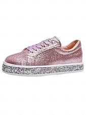 baratos Ténis de mulher-Tênis plataforma feminino com glitter rosé gold, calçado de festa com sola de strass para a noite. &amp;festa pós-casamento
