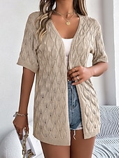 economico Bluse Semplici-Per donna Tunica Top estivi Blusa Top traforato Traforato Semplice Elegante Classico Moderno Manica Corta Top lunghi Quotidiano Ferie Uscire Bianco Rosa Cachi Estate Primavera