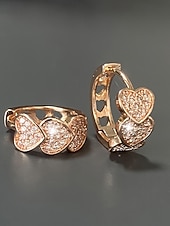 levne Valentýna-Dámské křišťálové náušnice ve tvaru srdce, pozlacená slitina, více barev, ideální na Valentýna, svatby i každodenní nošení