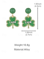 abordables Accesorios-Pendientes de trébol para mujer: aleación, varios estilos, verde, ideal para el Día de San Patricio, uso diario.