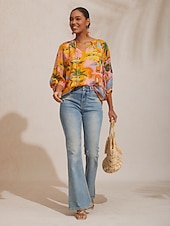 levne Halenky a košile-letní splývavý šifonový květinový top