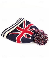  Yhdysvallat 250-vuotisjuhlan unisex patrioottinen neulottu pipo pom-pomilla tähtien ja viivojen Amerikan lipun muotoilu pehmeä talvinen neulottu hattu rento festivaalityyli