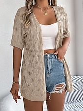 economico Bluse Semplici-Per donna Tunica Top estivi Blusa Top traforato Traforato Semplice Elegante Classico Moderno Manica Corta Top lunghi Quotidiano Ferie Uscire Bianco Rosa Cachi Estate Primavera