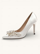 billiga Brud-högklackat i rosa satin för kvinnor – eleganta pumps med strass utsmyckade för brud, bröllop och speciella tillfällen